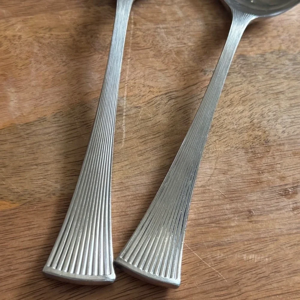 Towle Supreme NOBLESSE Solid Shell Casserole Serving Spoons Set of 2 Stainless